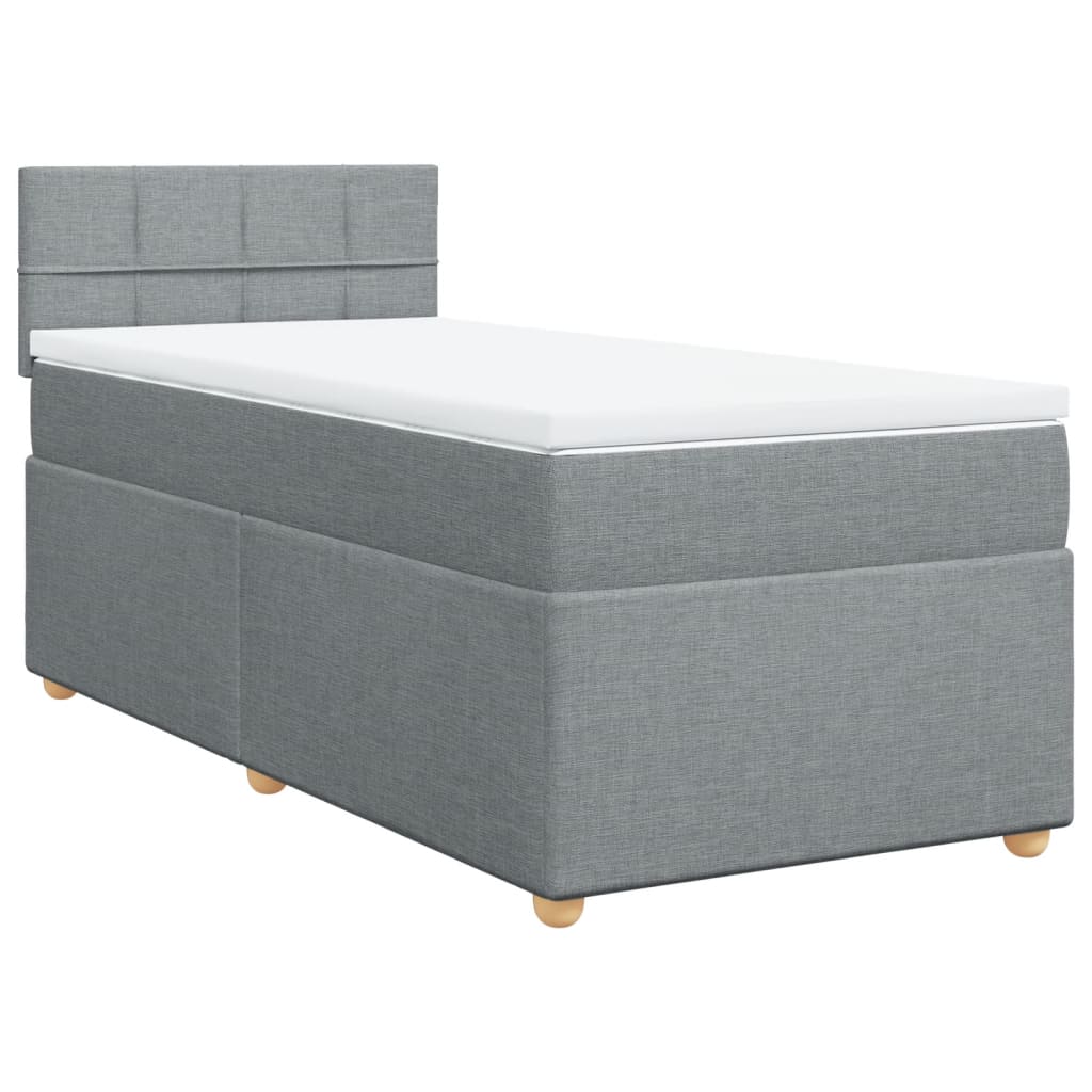 Κρεβάτι Boxspring με Στρώμα Ανοιχτό Γκρι 100x200 εκ. Υφασμάτινο