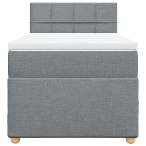 Κρεβάτι Boxspring με Στρώμα Ανοιχτό Γκρι 100x200 εκ. Υφασμάτινο