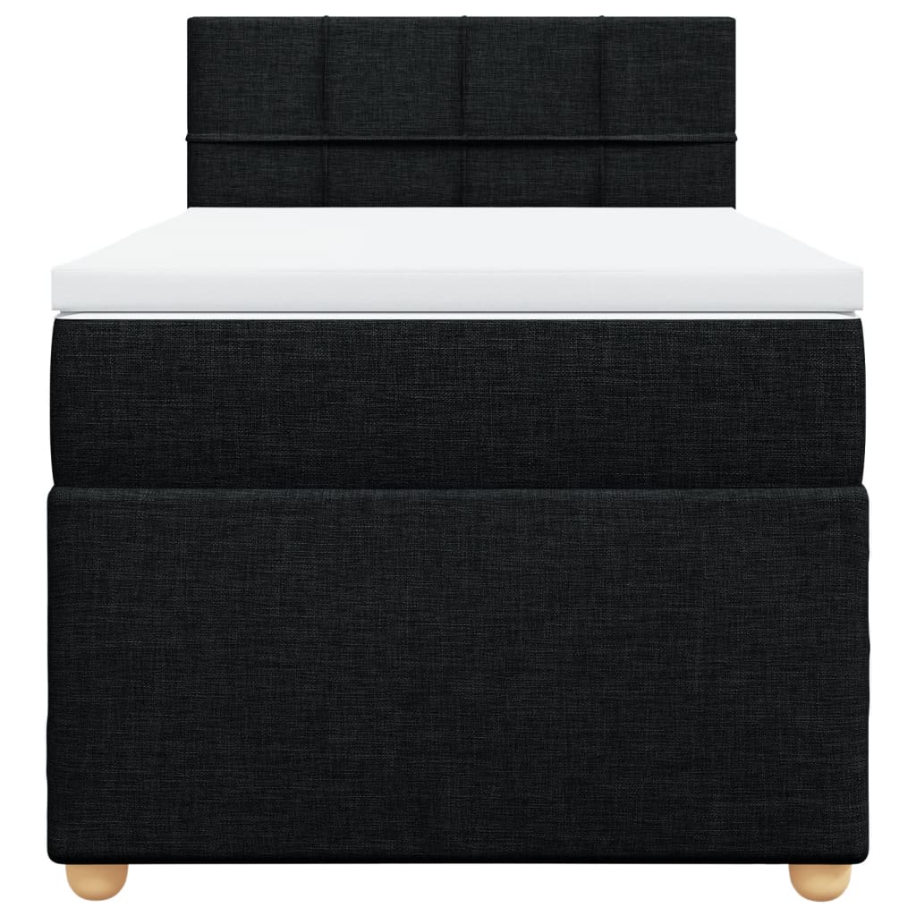 Κρεβάτι Boxspring με Στρώμα Μαύρο 100 x 200 εκ. Υφασμάτινο - Pakobazaar