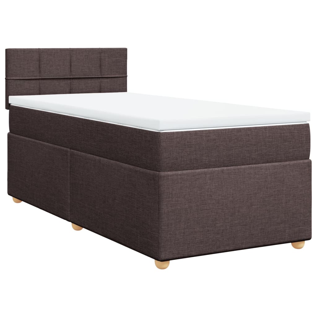 Κρεβάτι Boxspring με Στρώμα Σκούρο Καφέ 100x200 εκ. Υφασμάτινο
