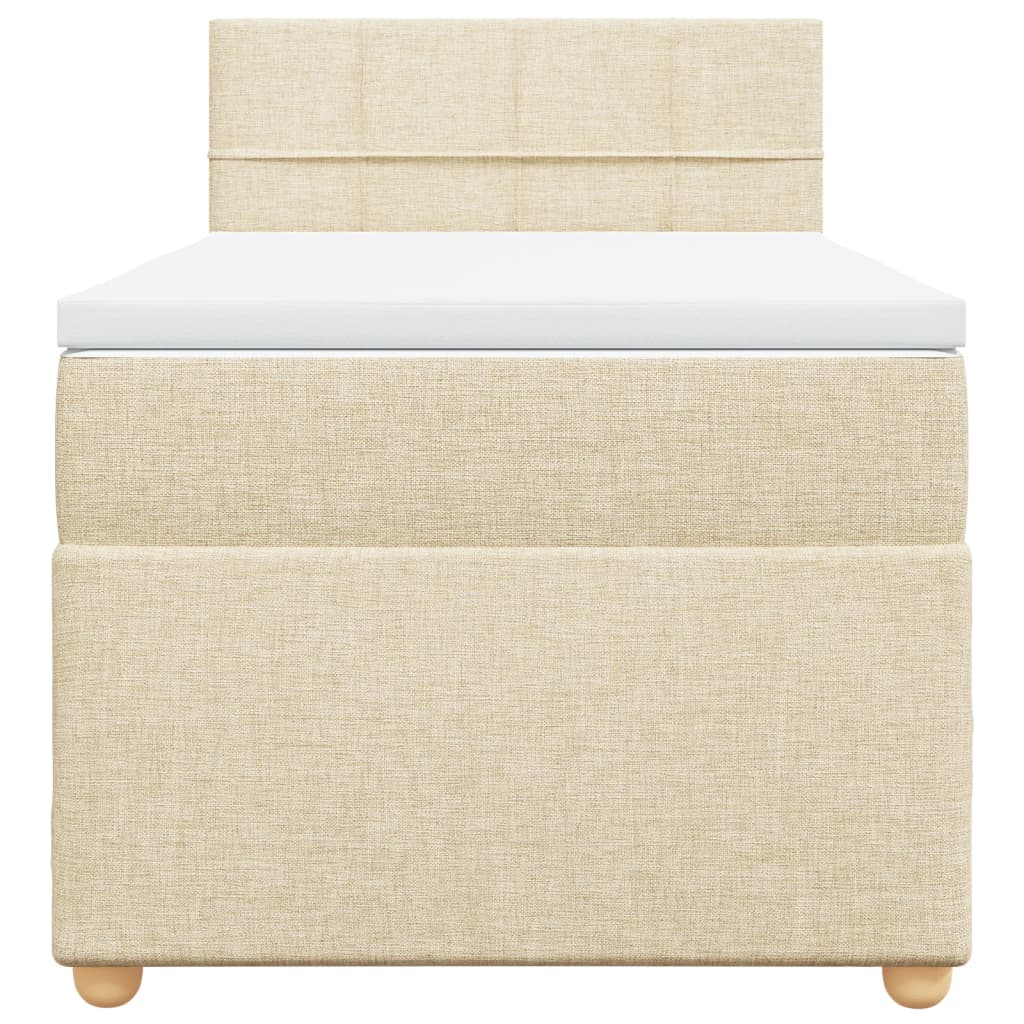 Κρεβάτι Boxspring με Στρώμα Κρεμ 100 x 200 εκ. Υφασμάτινο