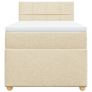Κρεβάτι Boxspring με Στρώμα Κρεμ 100 x 200 εκ. Υφασμάτινο