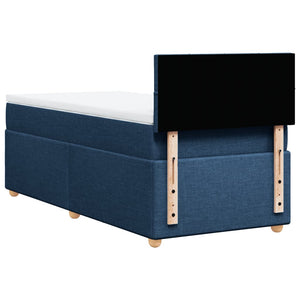 Κρεβάτι Boxspring με Στρώμα Μπλε 100 x 200 εκ. Υφασμάτινο