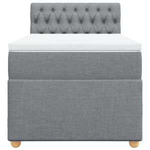 Κρεβάτι Boxspring με Στρώμα Ανοιχτό Γκρι 100x200 εκ. Υφασμάτινο