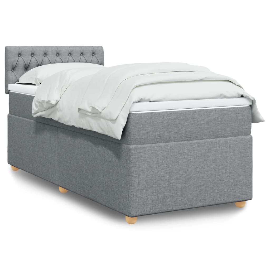Κρεβάτι Boxspring με Στρώμα Ανοιχτό Γκρι 100x200 εκ. Υφασμάτινο