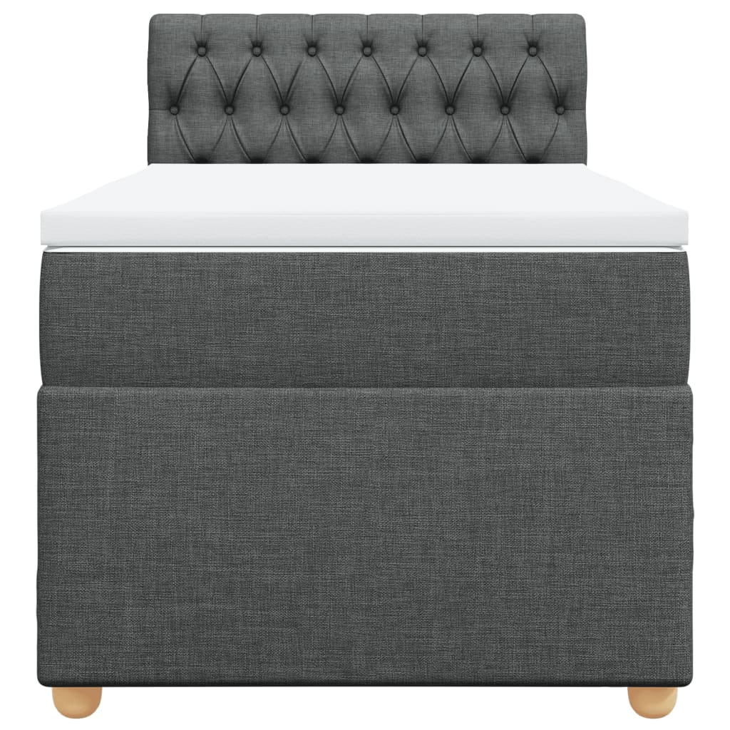 Κρεβάτι Boxspring με Στρώμα Σκούρο Γκρι 100x200 εκ. Υφασμάτινο