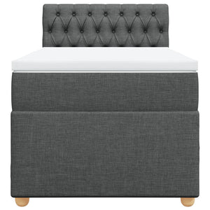 Κρεβάτι Boxspring με Στρώμα Σκούρο Γκρι 100x200 εκ. Υφασμάτινο