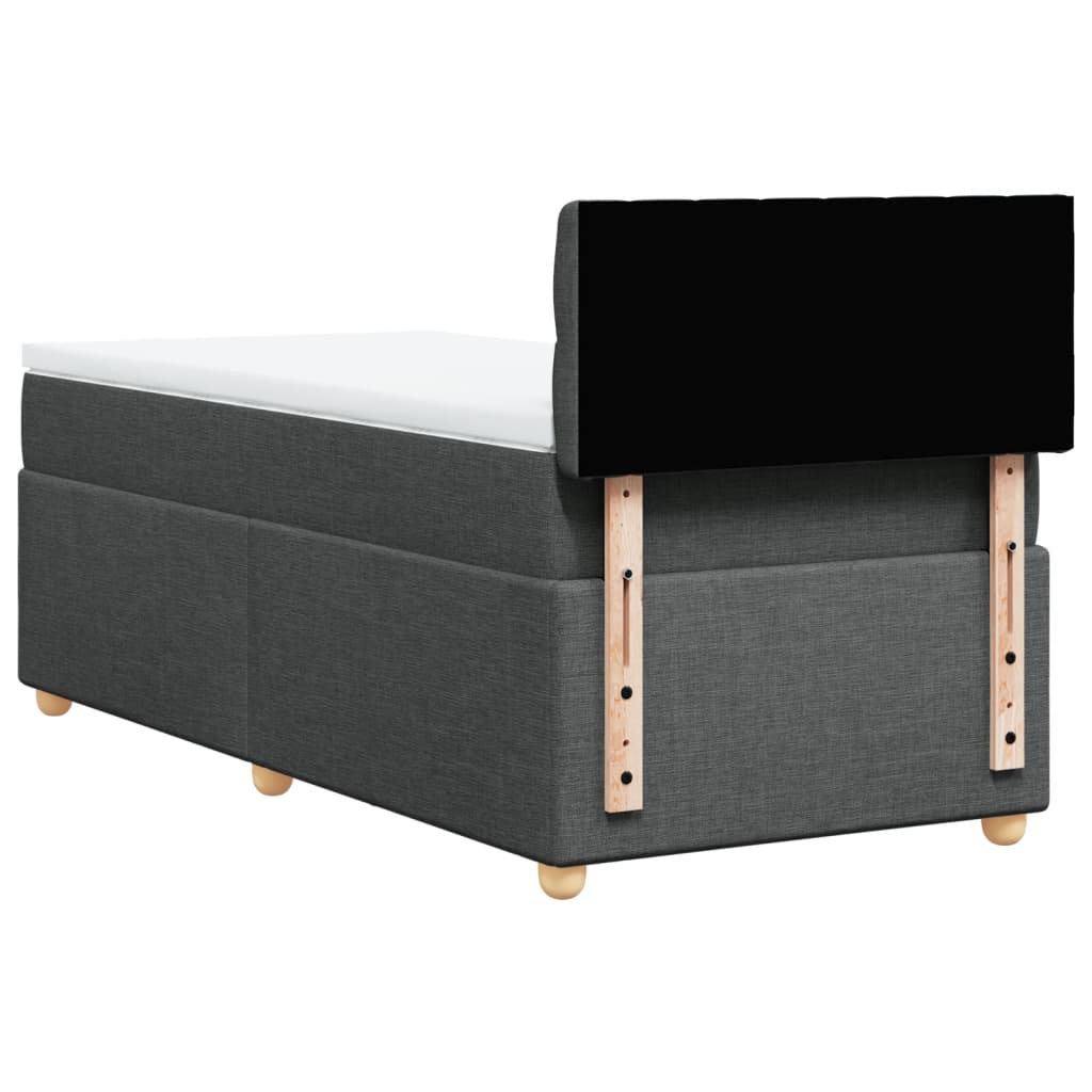 Κρεβάτι Boxspring με Στρώμα Σκούρο Γκρι 100x200 εκ. Υφασμάτινο