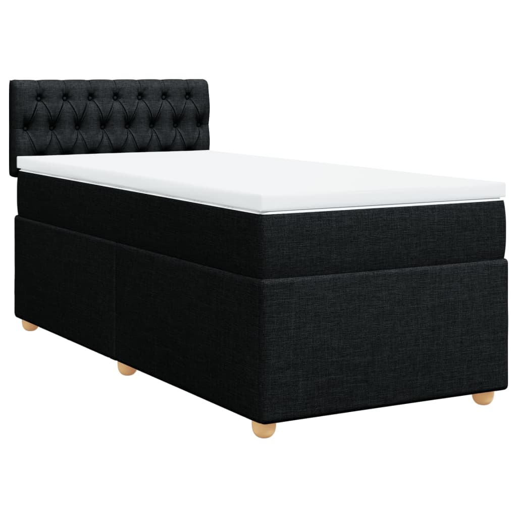 Κρεβάτι Boxspring με Στρώμα Μαύρο 100 x 200 εκ. Υφασμάτινο - Pakobazaar