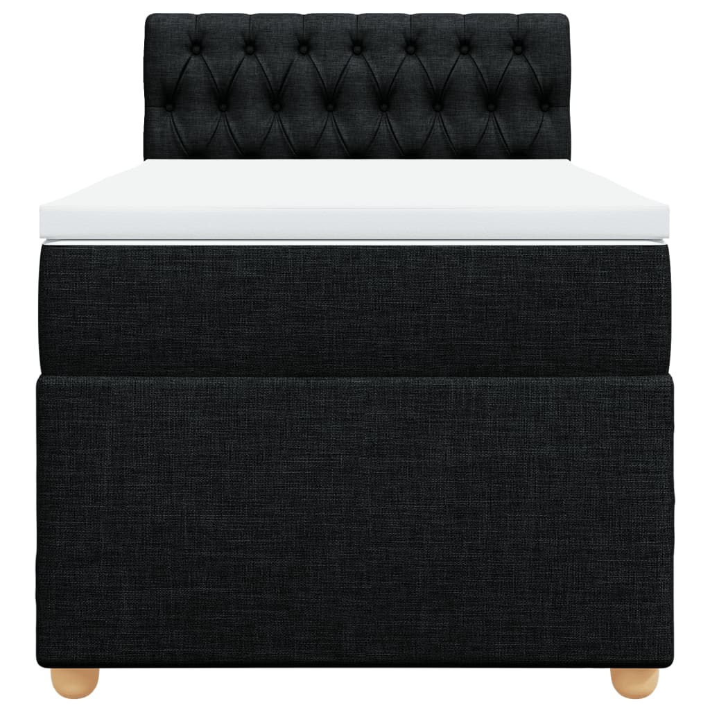 Κρεβάτι Boxspring με Στρώμα Μαύρο 100 x 200 εκ. Υφασμάτινο - Pakobazaar