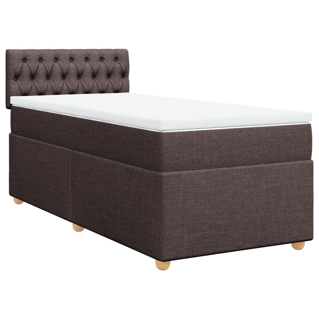 Κρεβάτι Boxspring με Στρώμα Σκούρο Καφέ 100x200 εκ. Υφασμάτινο