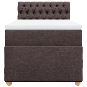 Κρεβάτι Boxspring με Στρώμα Σκούρο Καφέ 100x200 εκ. Υφασμάτινο