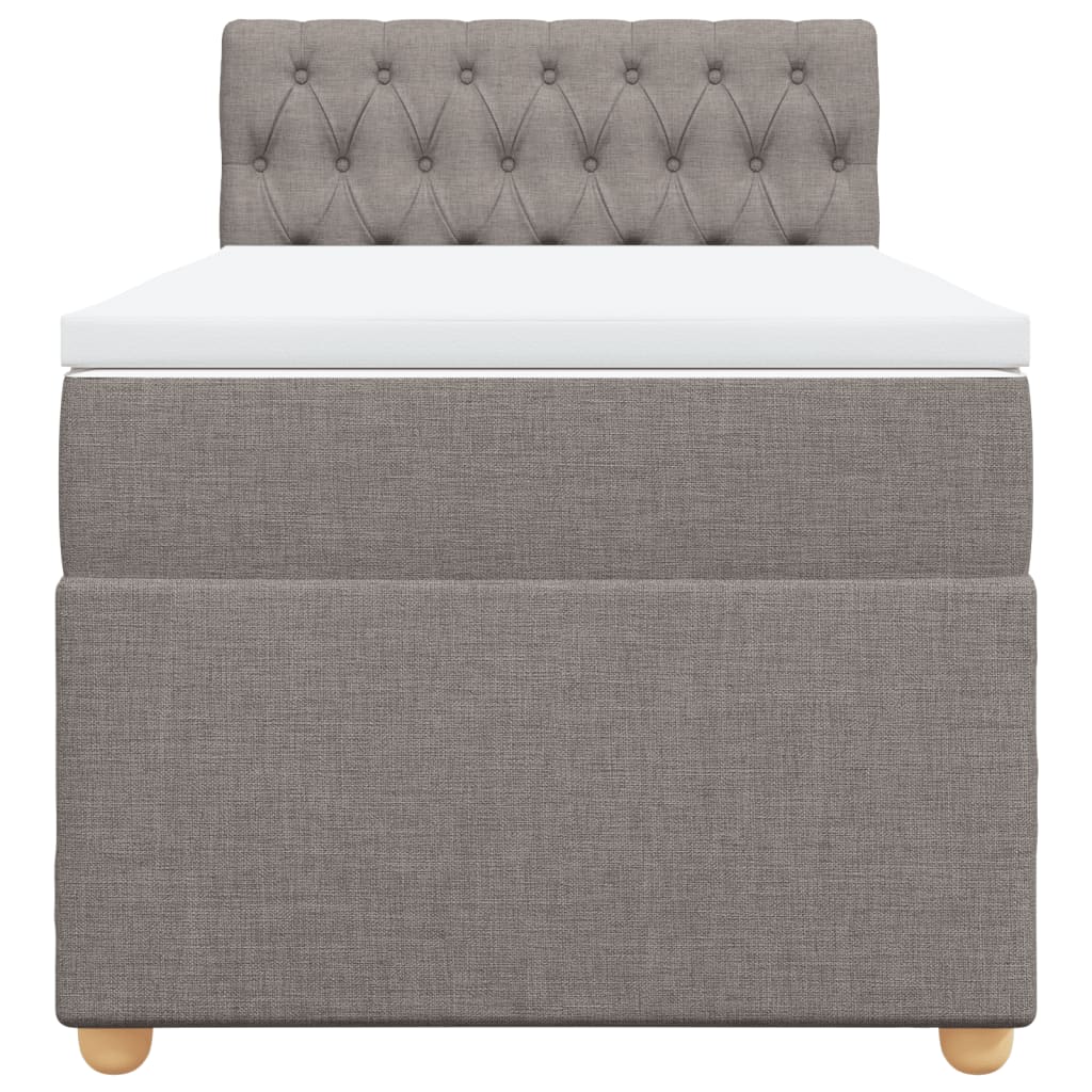 Κρεβάτι Boxspring με Στρώμα Taupe 100 x 200 εκ. Υφασμάτινο - Pakobazaar