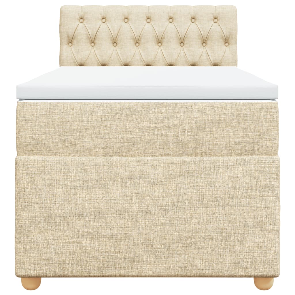 Κρεβάτι Boxspring με Στρώμα Κρεμ 100 x 200 εκ. Υφασμάτινο