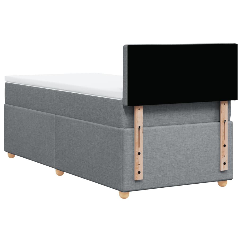 Κρεβάτι Boxspring με Στρώμα Ανοιχτό Γκρι 100x200 εκ. Υφασμάτινο - Pakobazaar