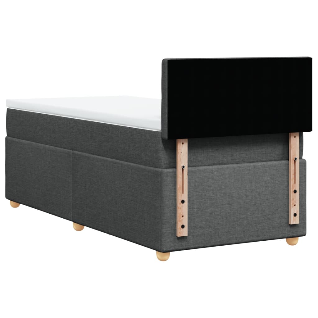 Κρεβάτι Boxspring με Στρώμα Σκούρο Γκρι 100x200 εκ. Υφασμάτινο - Pakobazaar