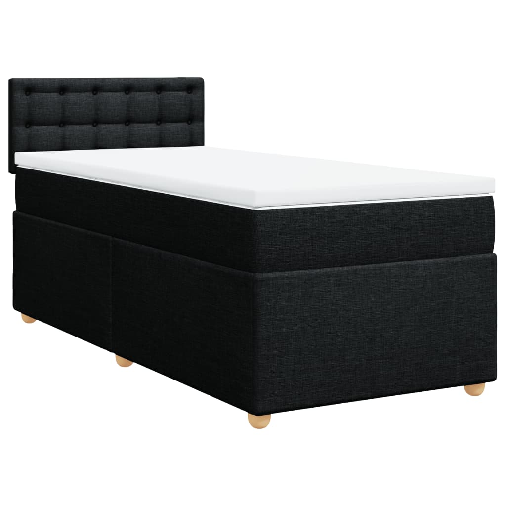 Κρεβάτι Boxspring με Στρώμα Μαύρο 100 x 200 εκ. Υφασμάτινο - Pakobazaar