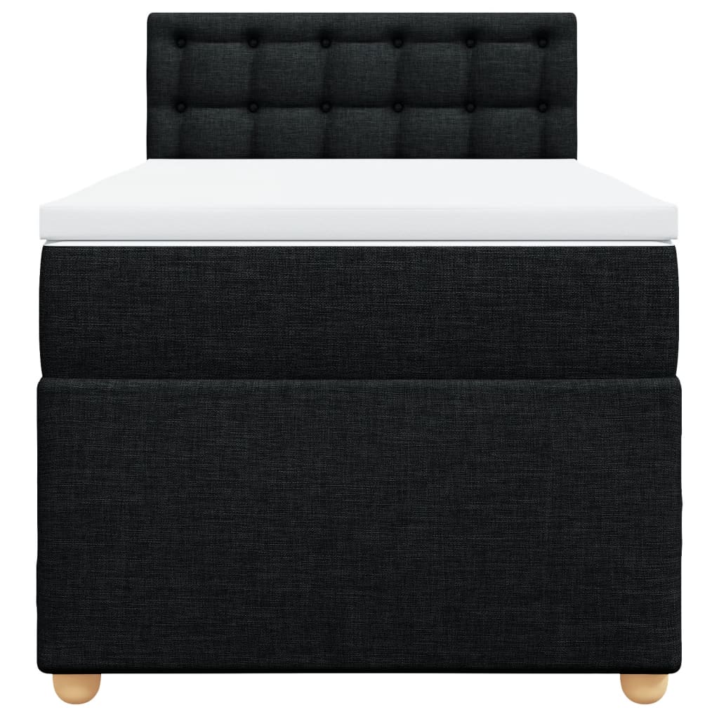 Κρεβάτι Boxspring με Στρώμα Μαύρο 100 x 200 εκ. Υφασμάτινο - Pakobazaar