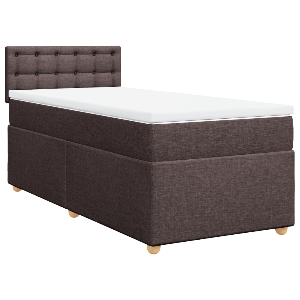 Κρεβάτι Boxspring με Στρώμα Σκούρο Καφέ 100x200 εκ. Υφασμάτινο