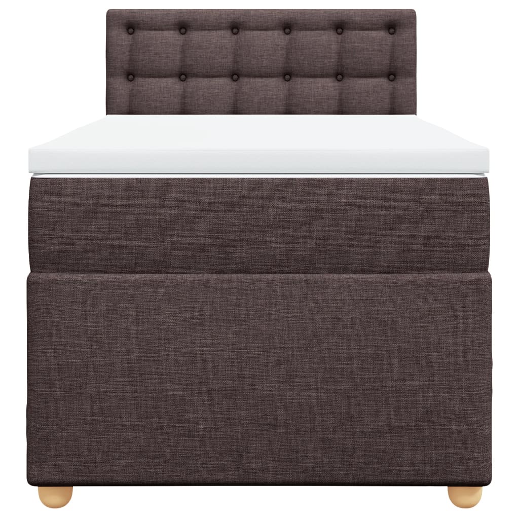 Κρεβάτι Boxspring με Στρώμα Σκούρο Καφέ 100x200 εκ. Υφασμάτινο