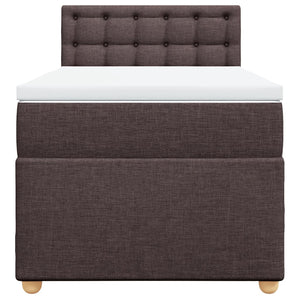 Κρεβάτι Boxspring με Στρώμα Σκούρο Καφέ 100x200 εκ. Υφασμάτινο