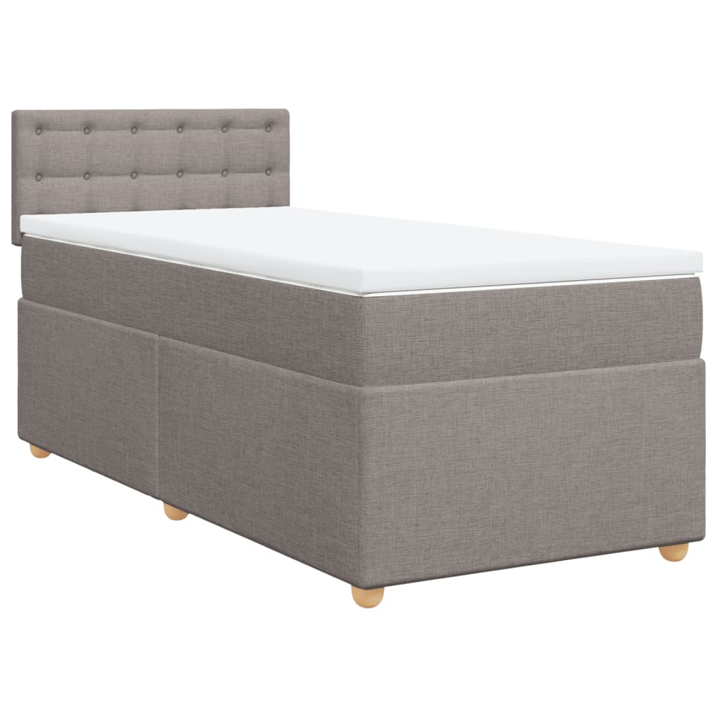 Κρεβάτι Boxspring με Στρώμα Taupe 100 x 200 εκ. Υφασμάτινο