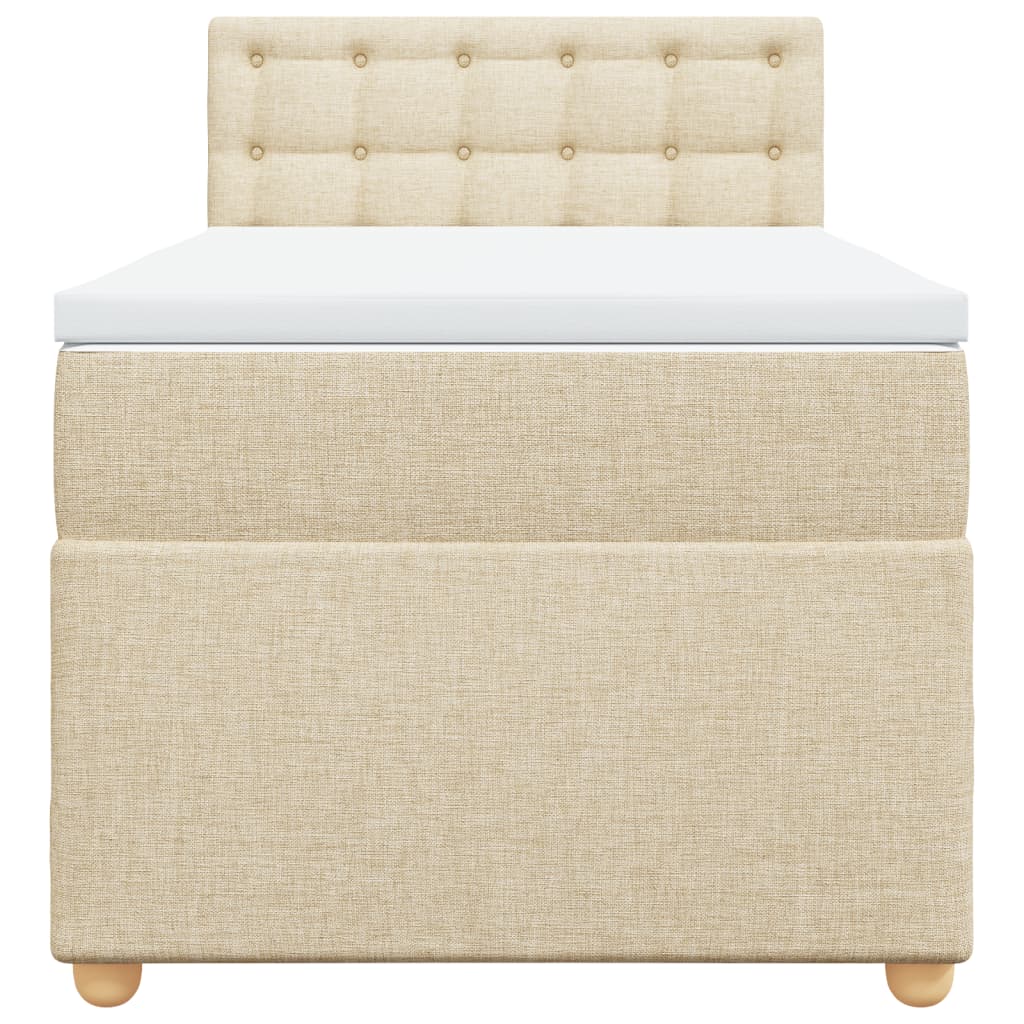 Κρεβάτι Boxspring με Στρώμα Κρεμ 100 x 200 εκ. Υφασμάτινο