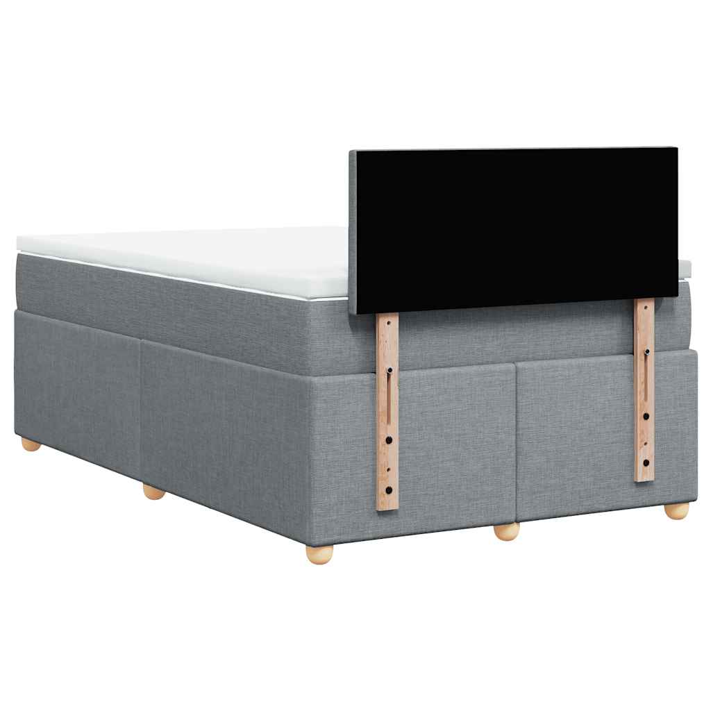 Κρεβάτι Boxspring με Στρώμα Ανοιχτό Γκρι 120x190 εκ. Υφασμάτινο - Pakobazaar