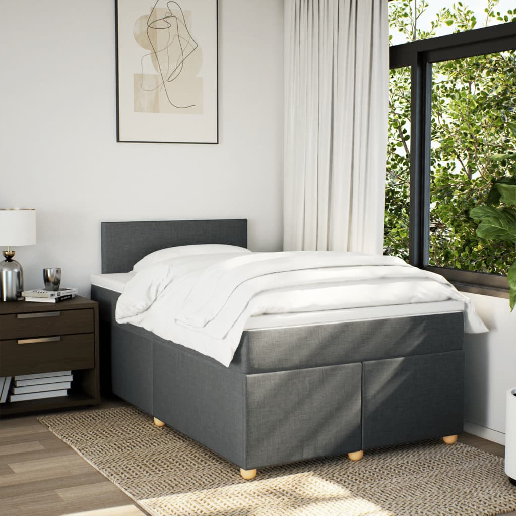 Κρεβάτι Boxspring με Στρώμα Σκούρο Γκρι 120x190 εκ Υφασμάτινο - Pakobazaar
