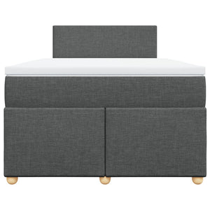 Κρεβάτι Boxspring με Στρώμα Σκούρο Γκρι 120x190 εκ Υφασμάτινο - Pakobazaar