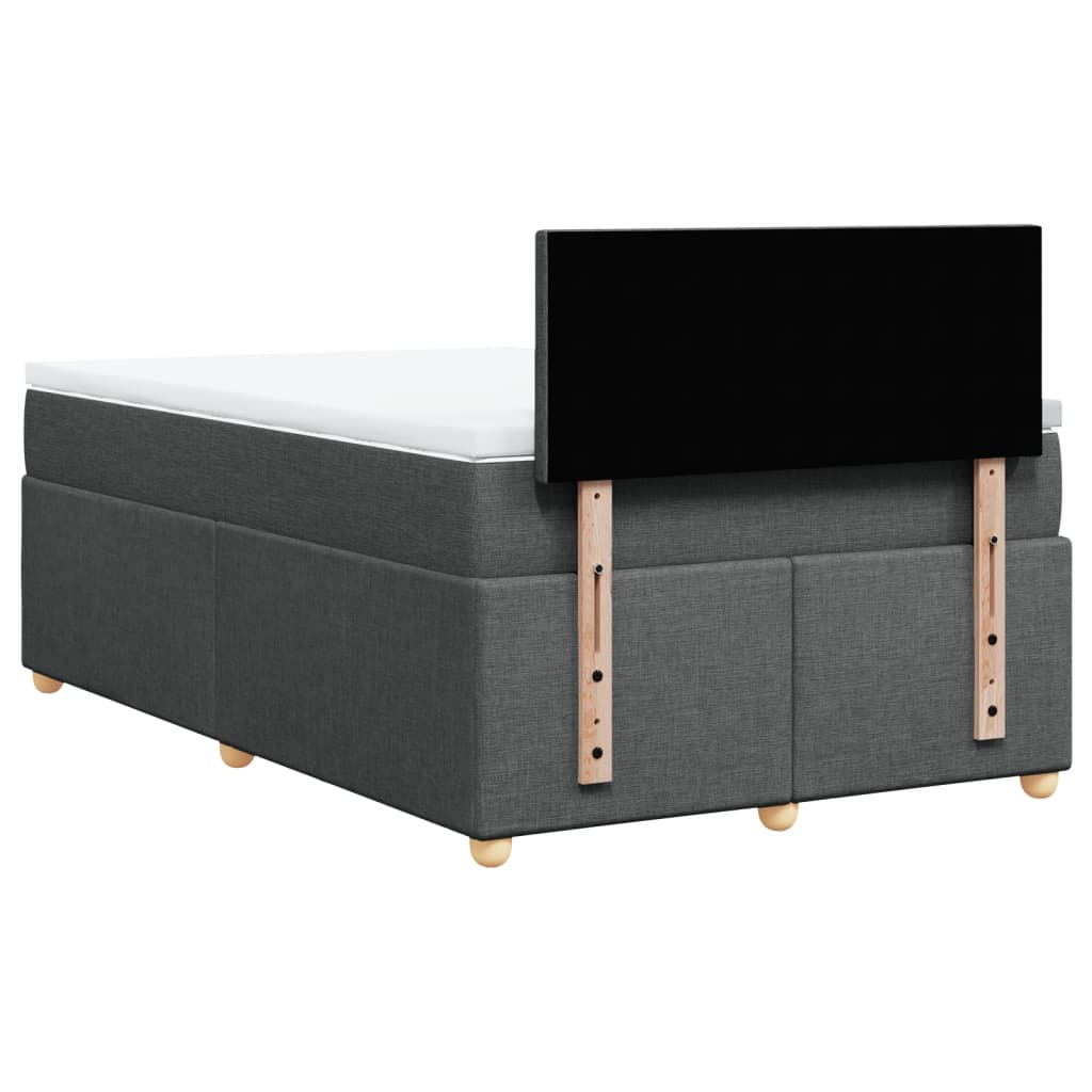 Κρεβάτι Boxspring με Στρώμα Σκούρο Γκρι 120x190 εκ Υφασμάτινο - Pakobazaar