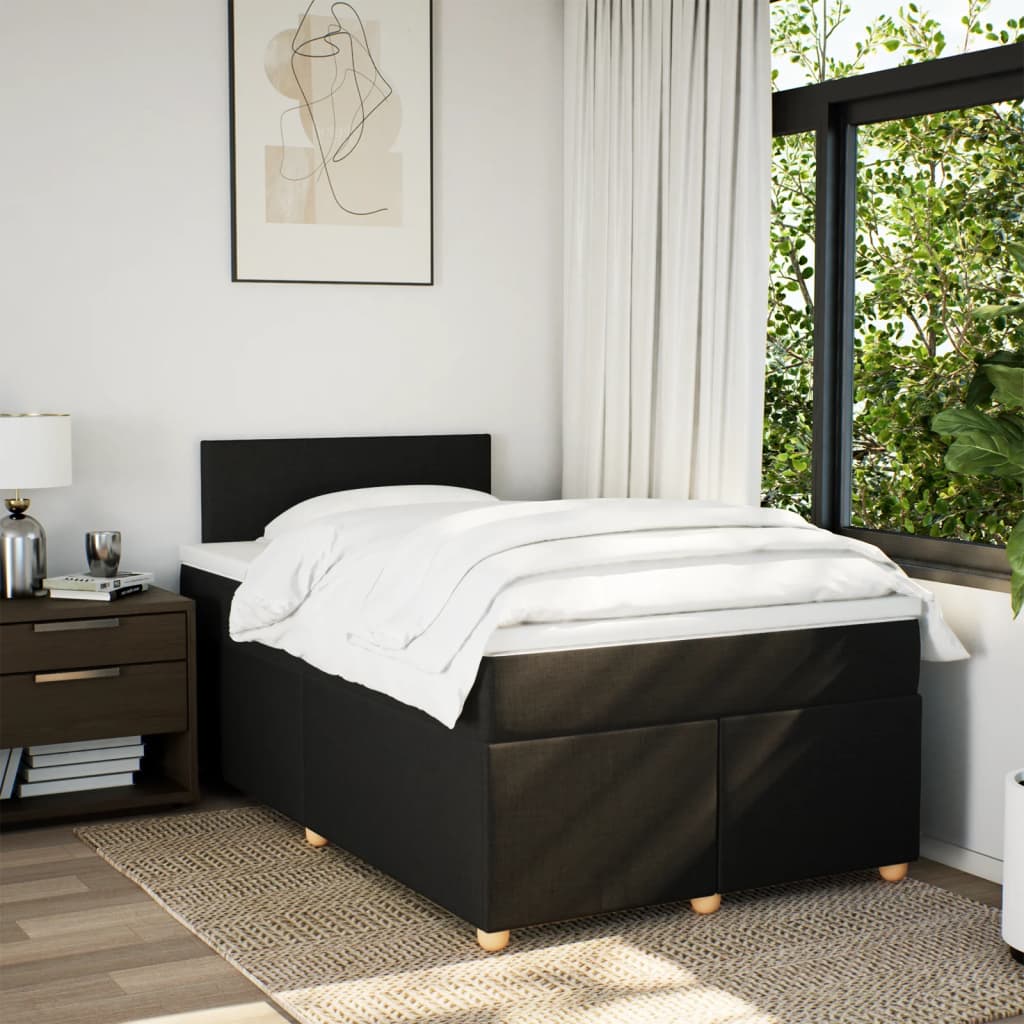 Κρεβάτι Boxspring με Στρώμα Μαύρο 120x190 εκ. Υφασμάτινο - Pakobazaar