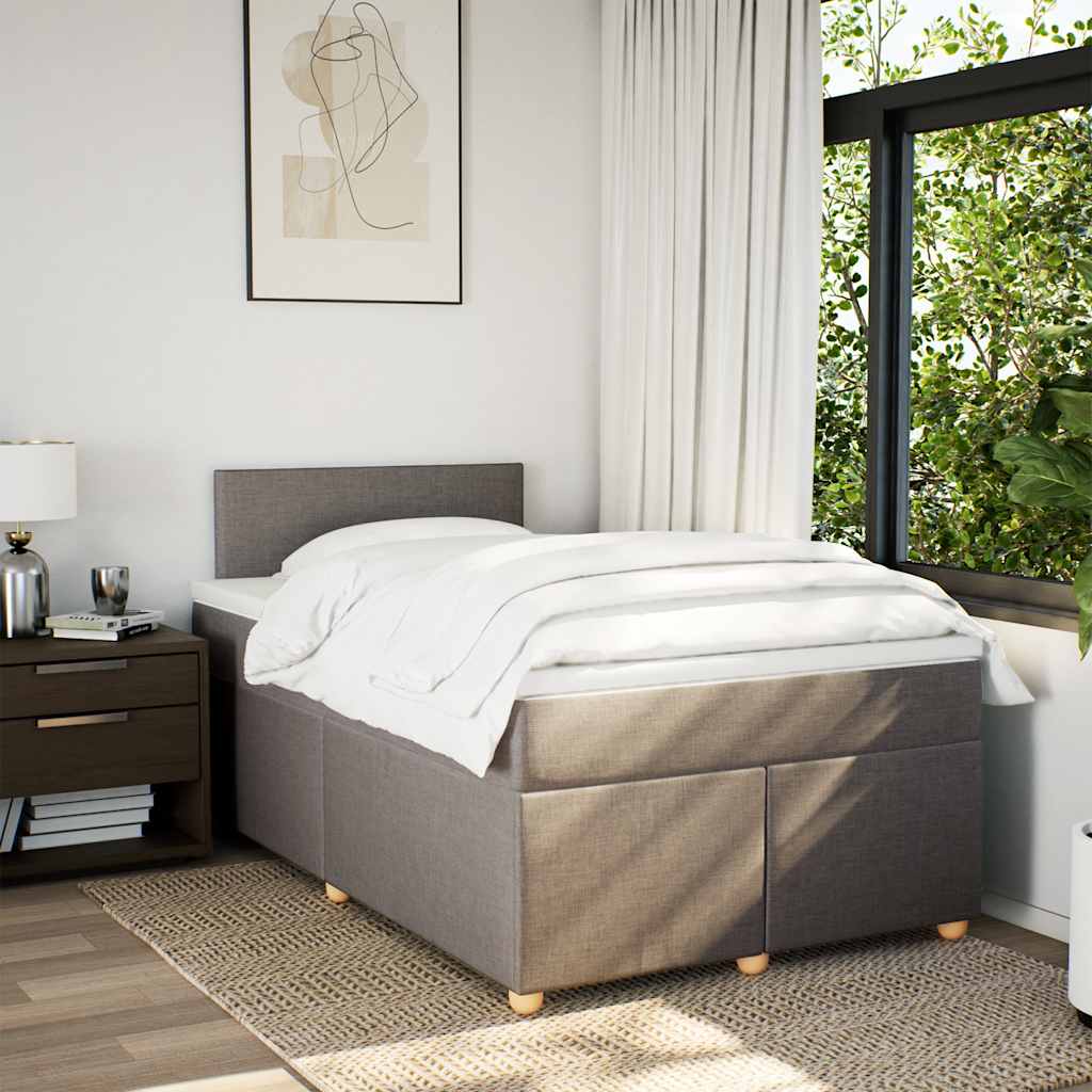 Κρεβάτι Boxspring με Στρώμα Taupe 120x190 εκ. Υφασμάτινο