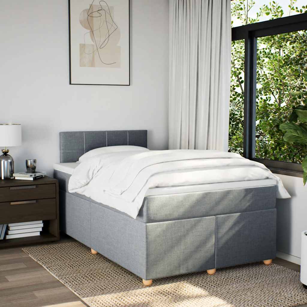 Κρεβάτι Boxspring με Στρώμα Ανοιχτό Γκρι 120x190 εκ. Υφασμάτινο