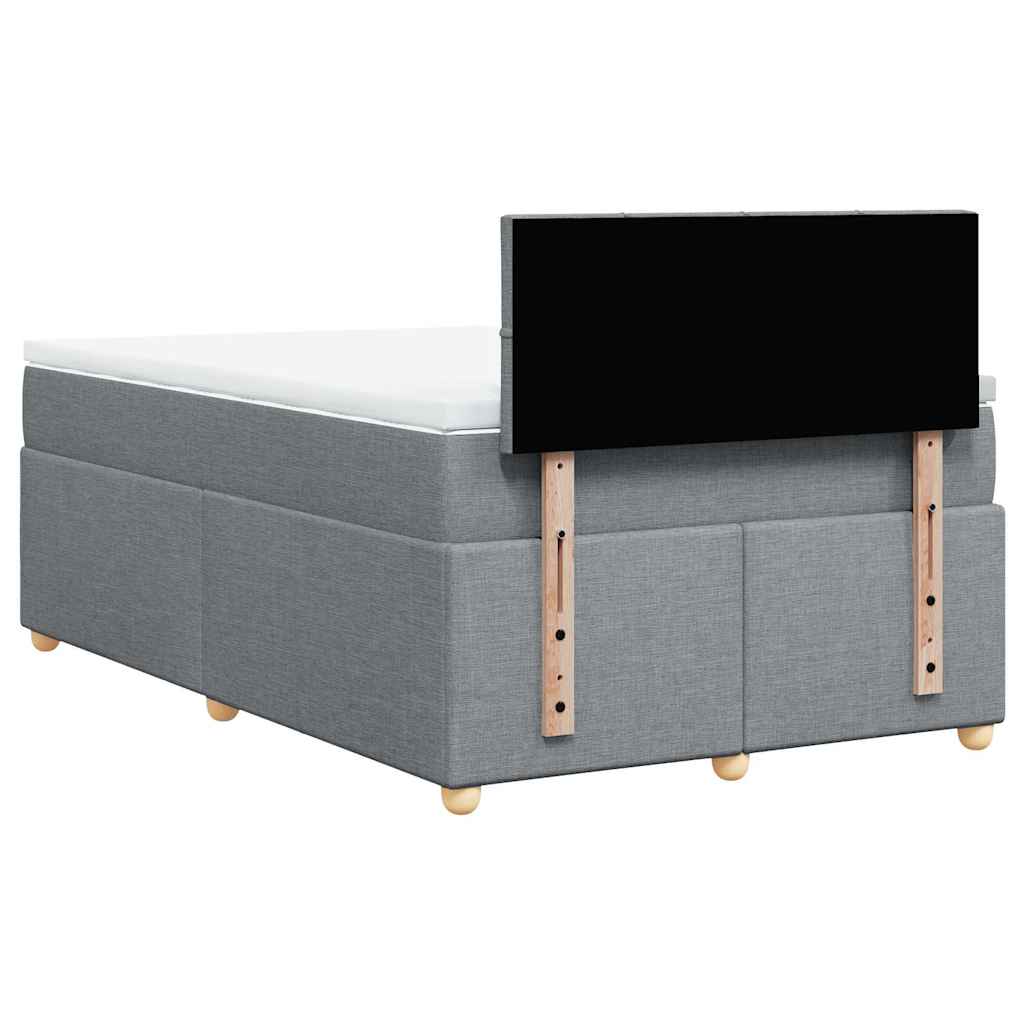 Κρεβάτι Boxspring με Στρώμα Ανοιχτό Γκρι 120x190 εκ. Υφασμάτινο