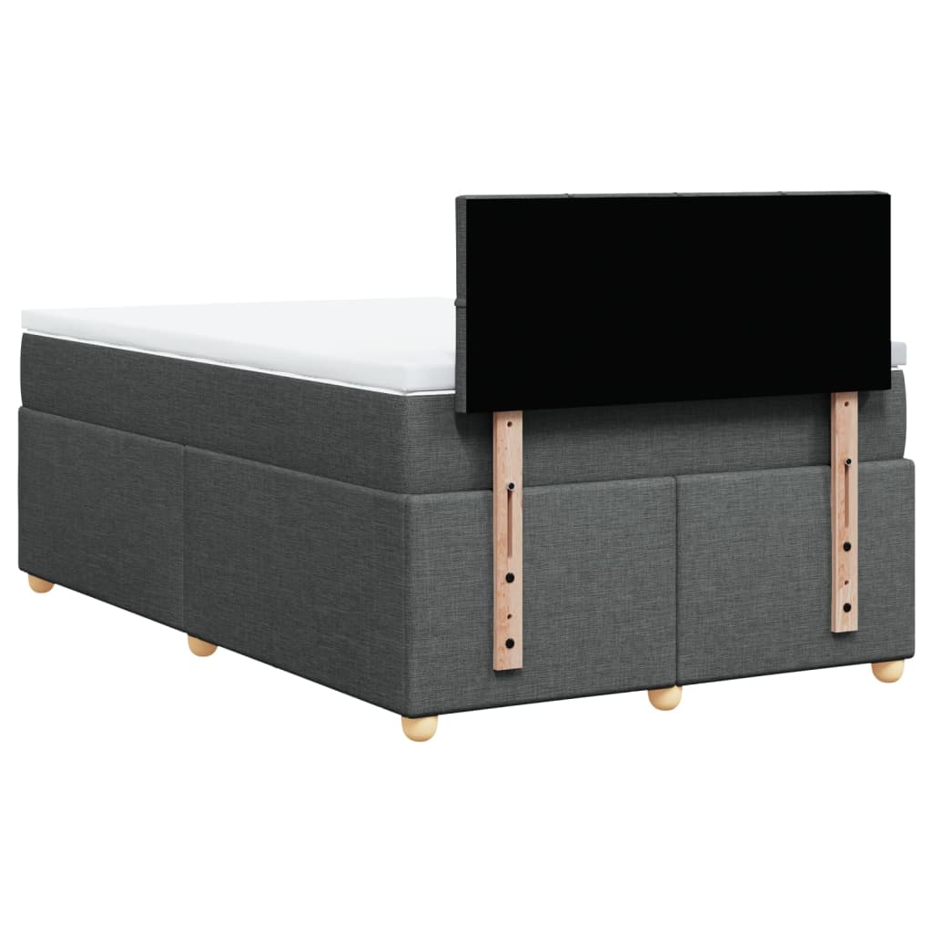 Κρεβάτι Boxspring με Στρώμα Σκούρο Γκρι 120x190 εκ Υφασμάτινο - Pakobazaar