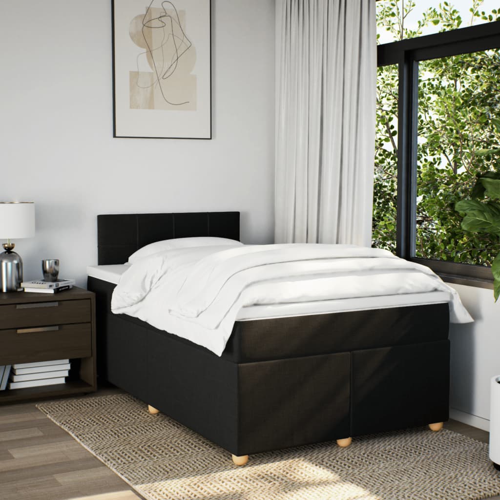 Κρεβάτι Boxspring με Στρώμα Μαύρο 120x190 εκ. Υφασμάτινο - Pakobazaar
