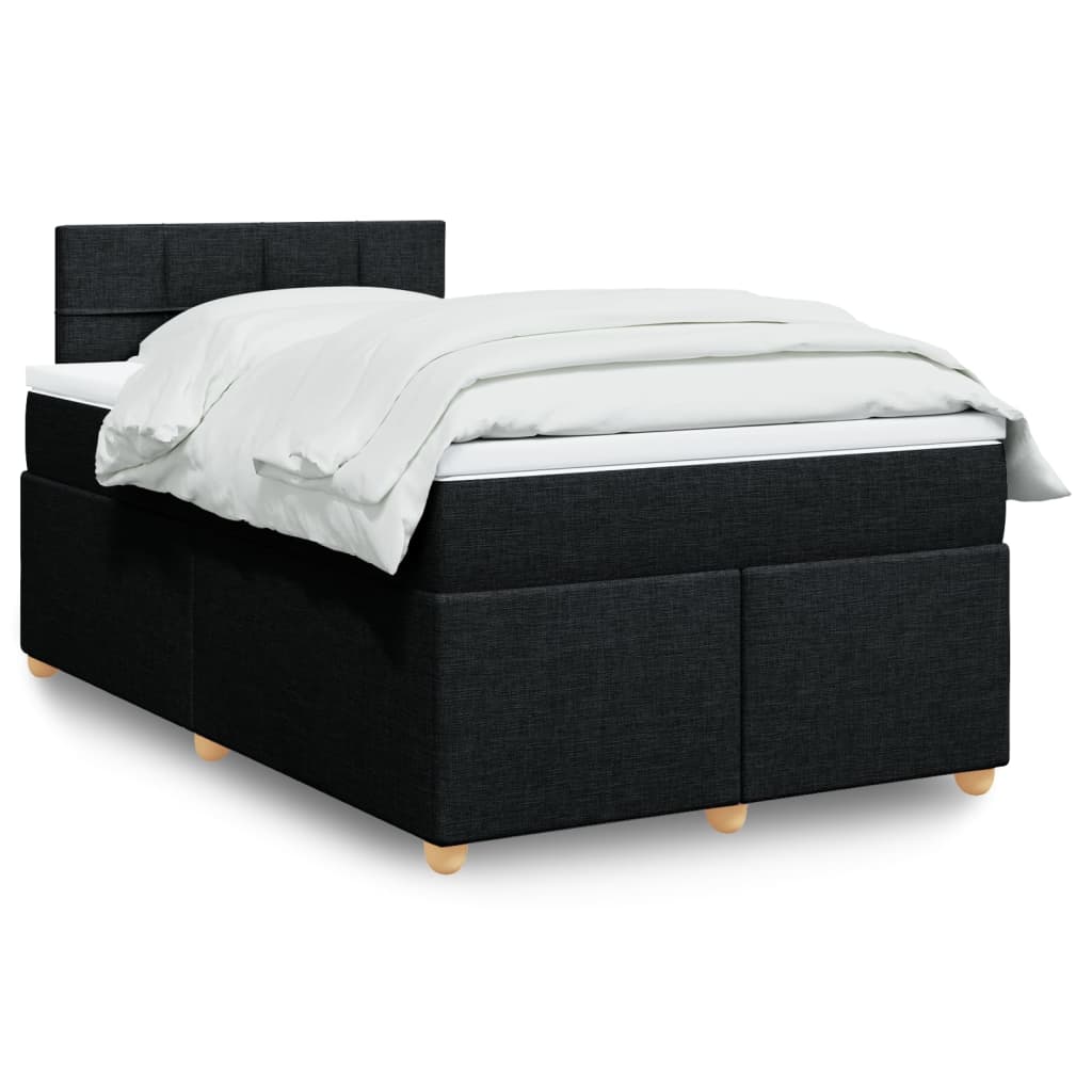 Κρεβάτι Boxspring με Στρώμα Μαύρο 120x190 εκ. Υφασμάτινο - Pakobazaar