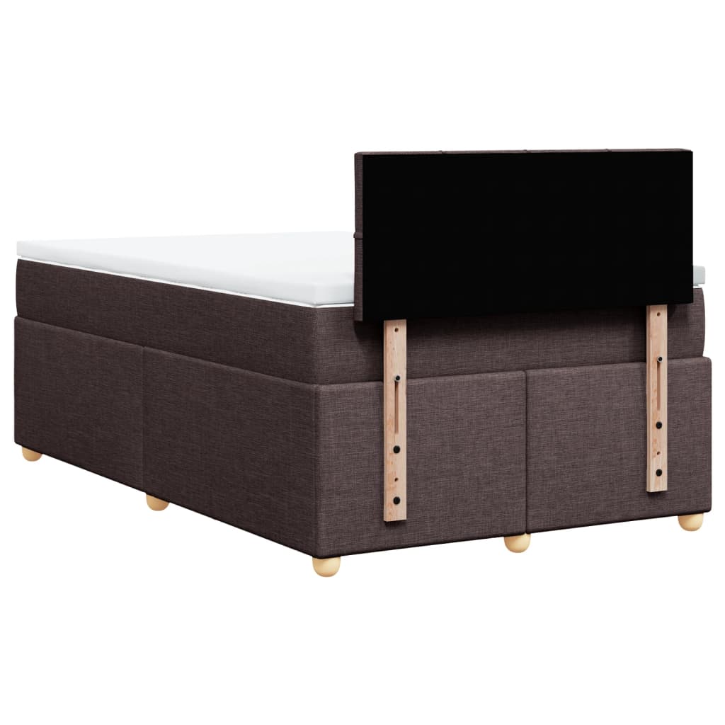 Κρεβάτι Boxspring με Στρώμα Σκούρο Καφέ 120x190 εκ Υφασμάτινο
