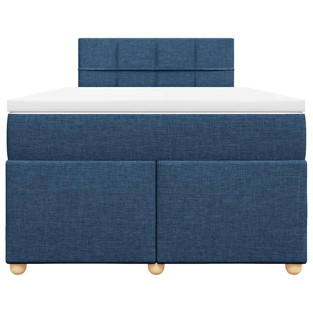 Κρεβάτι Boxspring με Στρώμα Μπλε 120x190 εκ. Υφασμάτινο