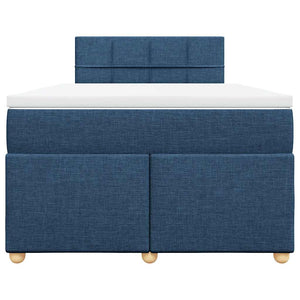 Κρεβάτι Boxspring με Στρώμα Μπλε 120x190 εκ. Υφασμάτινο
