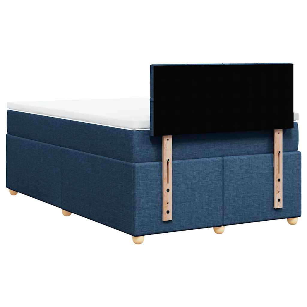 Κρεβάτι Boxspring με Στρώμα Μπλε 120x190 εκ. Υφασμάτινο