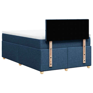 Κρεβάτι Boxspring με Στρώμα Μπλε 120x190 εκ. Υφασμάτινο