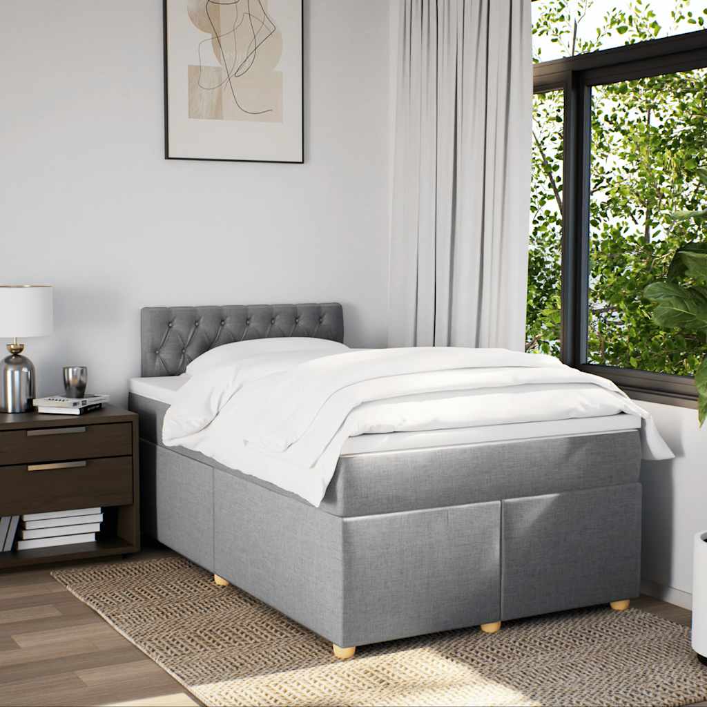 Κρεβάτι Boxspring με Στρώμα Ανοιχτό Γκρι 120x190 εκ. Υφασμάτινο - Pakobazaar