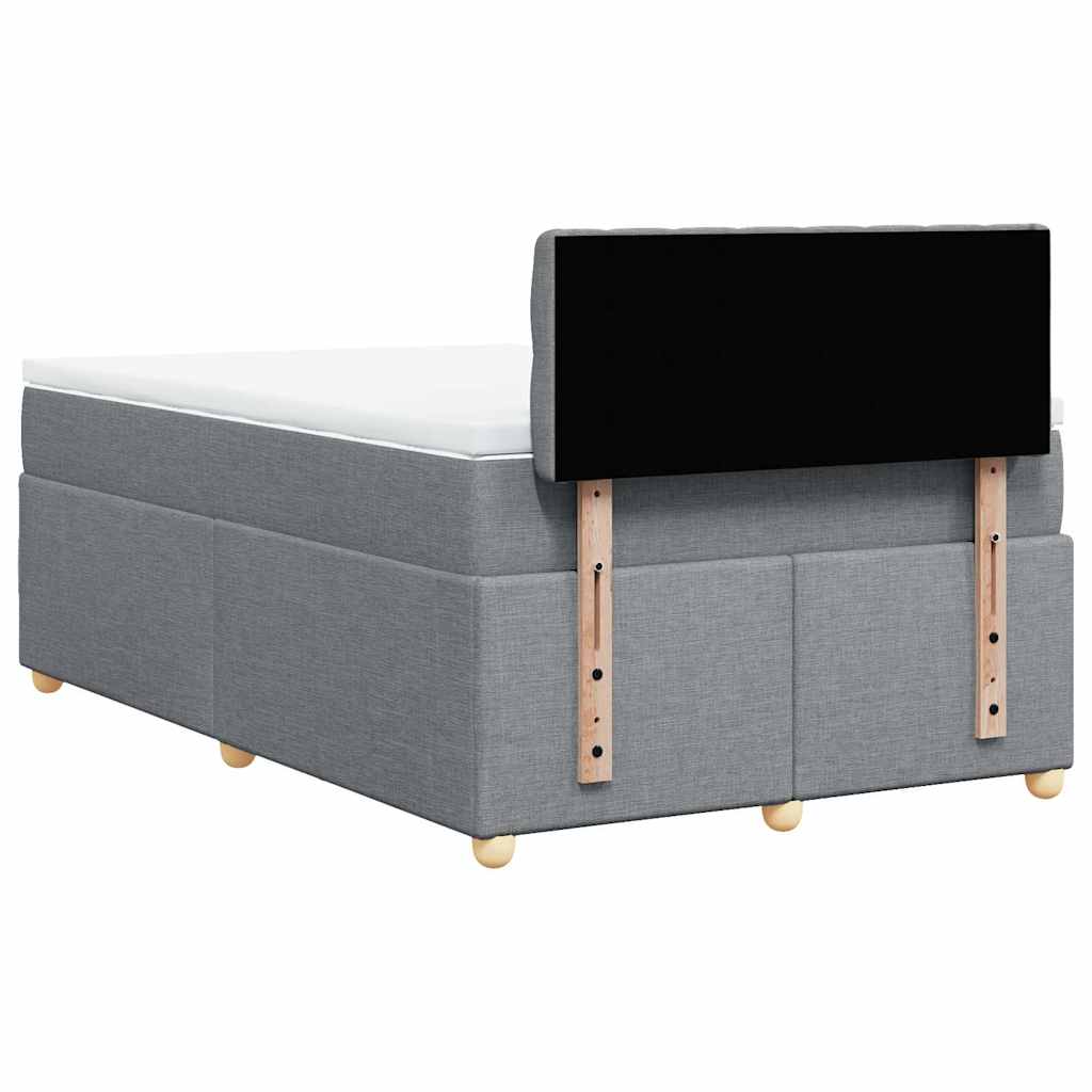Κρεβάτι Boxspring με Στρώμα Ανοιχτό Γκρι 120x190 εκ. Υφασμάτινο - Pakobazaar