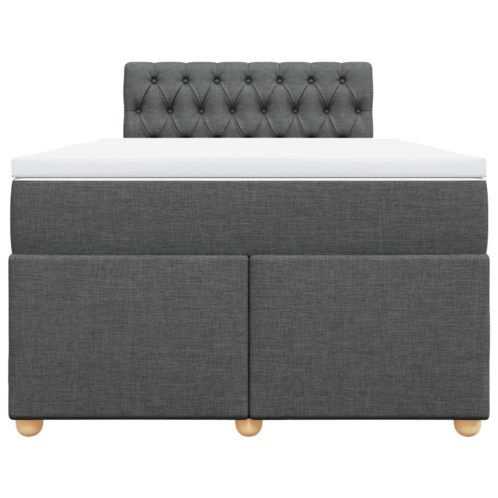 Κρεβάτι Boxspring με Στρώμα Σκούρο Γκρι 120x190 εκ Υφασμάτινο - Pakobazaar