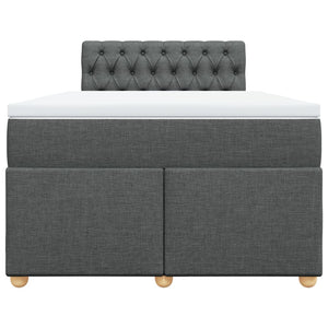 Κρεβάτι Boxspring με Στρώμα Σκούρο Γκρι 120x190 εκ Υφασμάτινο - Pakobazaar