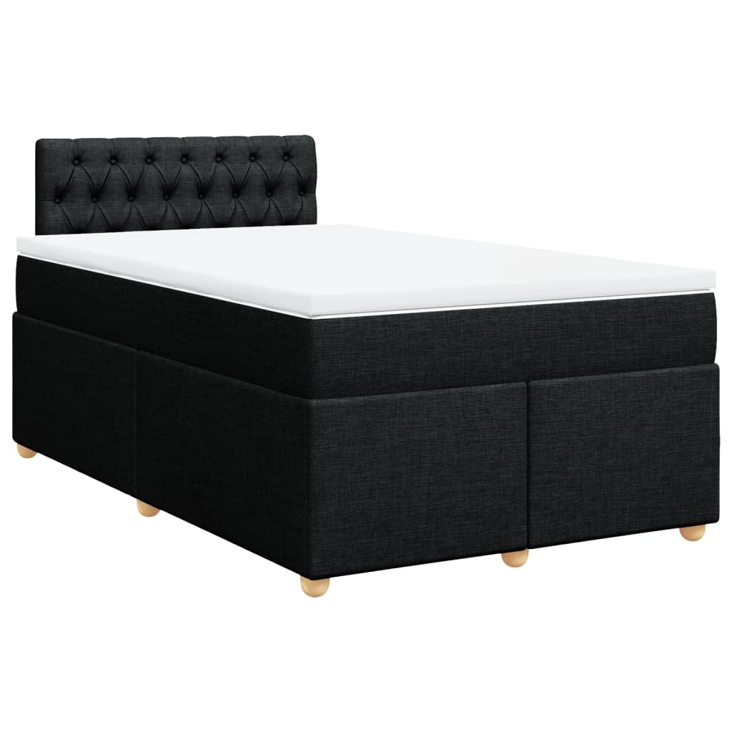 Κρεβάτι Boxspring με Στρώμα Μαύρο 120x190 εκ. Υφασμάτινο - Pakobazaar
