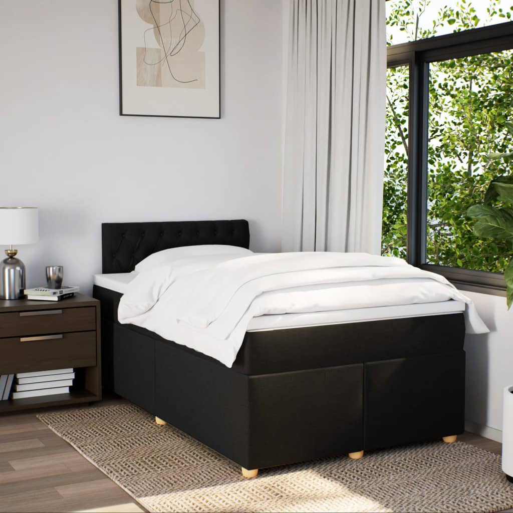 Κρεβάτι Boxspring με Στρώμα Μαύρο 120x190 εκ. Υφασμάτινο - Pakobazaar
