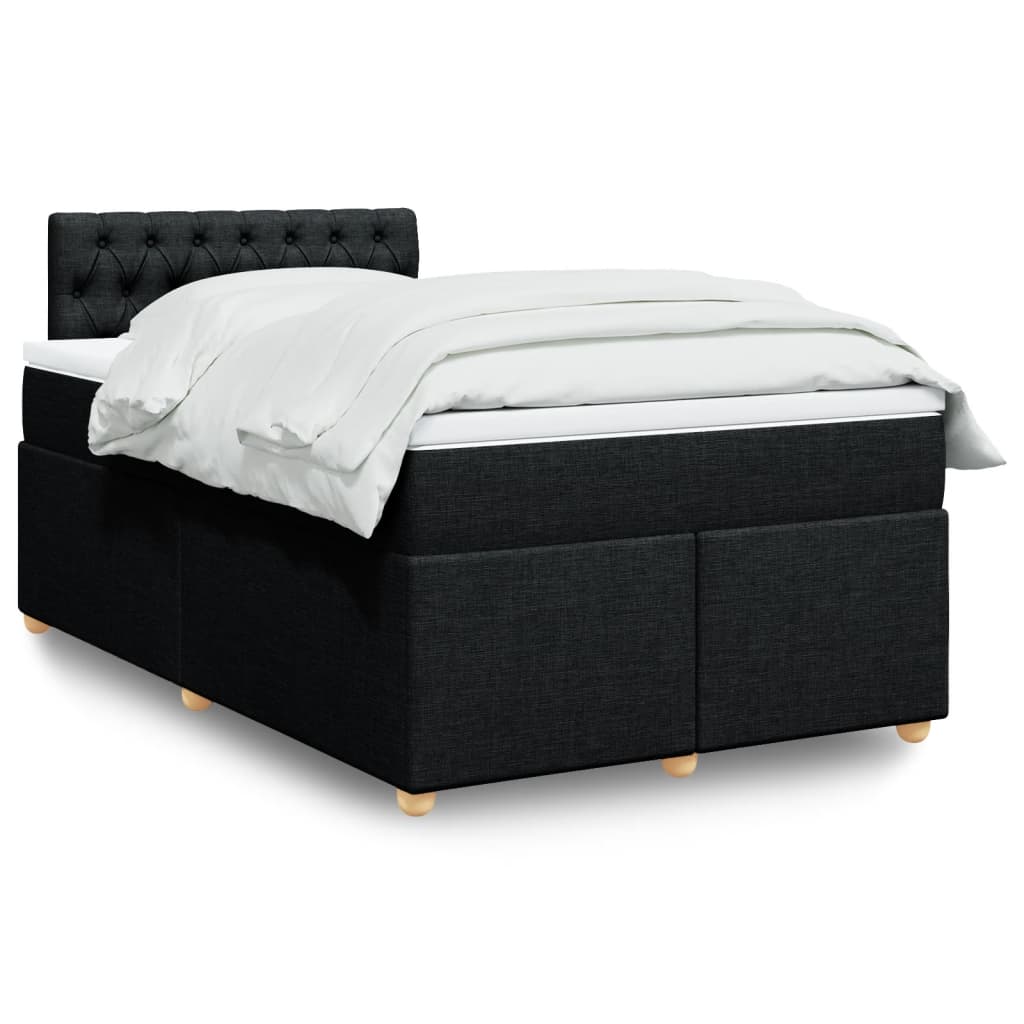 Κρεβάτι Boxspring με Στρώμα Μαύρο 120x190 εκ. Υφασμάτινο - Pakobazaar